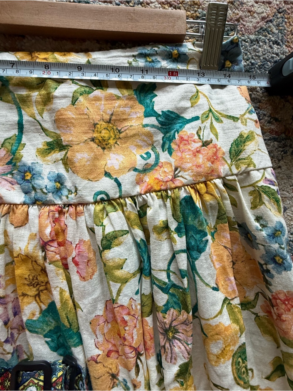 Rachel Zoe Linen Blend Floral Maxi Skirt Size Sm Cream Botanical Print - Picture 8 of 8